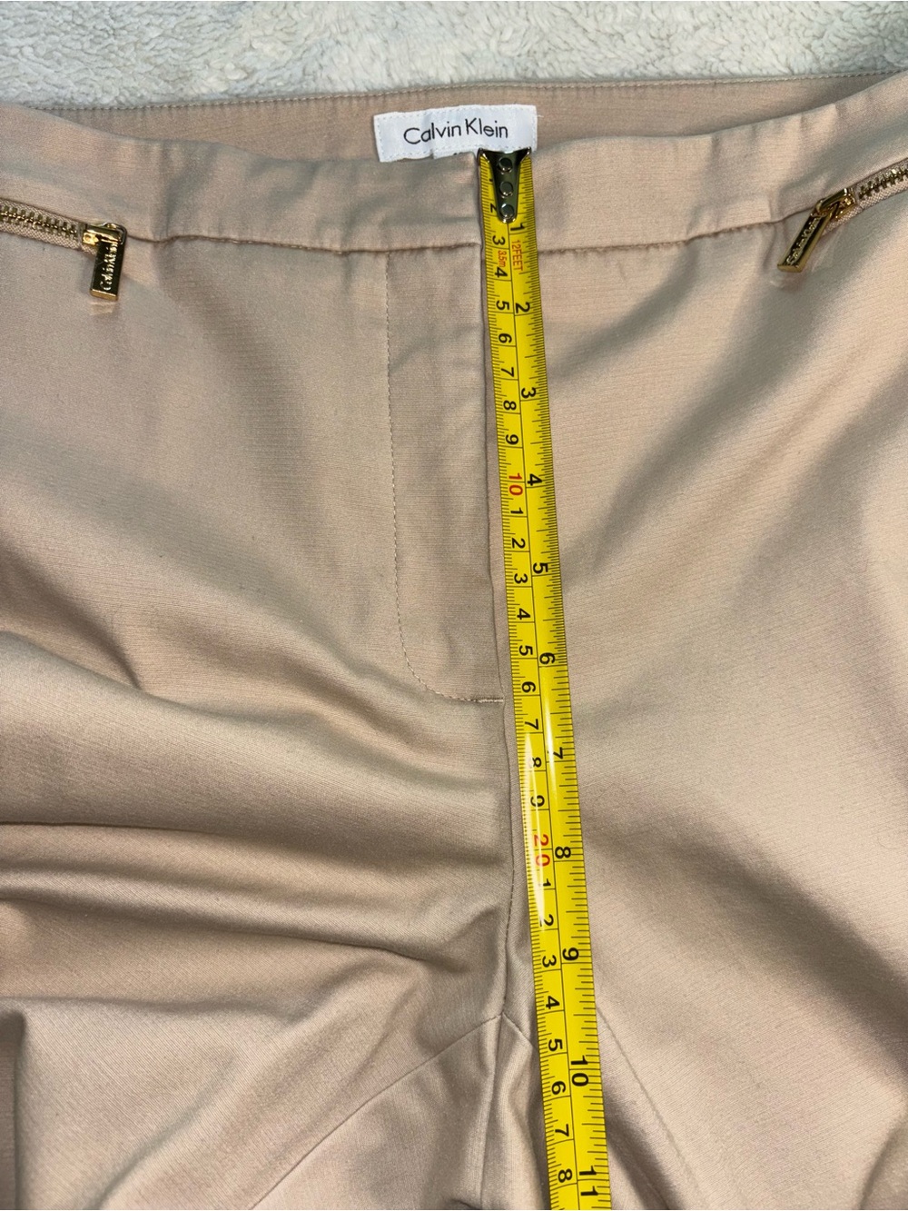 Calvin Klein Tan Pants with Gold Pocket Zipper Accents - Picture 6 of 8